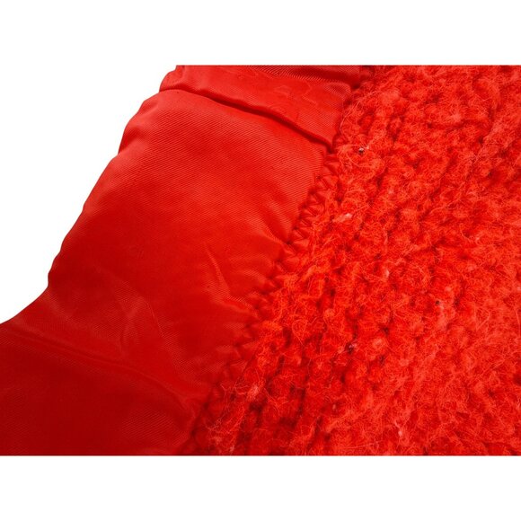 Vntg JCPenney orange Satin Border Woven Fabric Blanket Movie/Play Prop Pet Mat - Picture 6 of 13